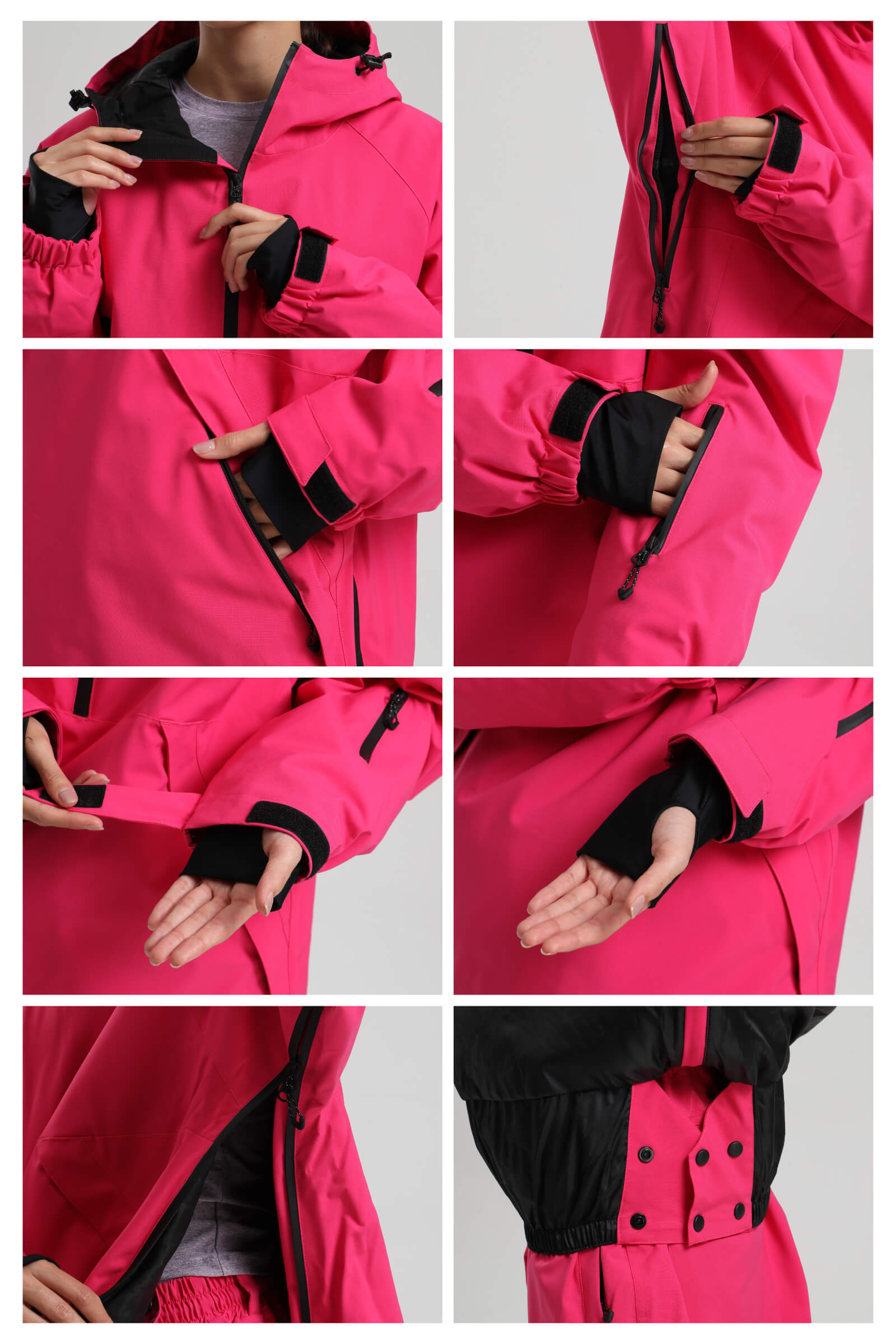 Women's Khaki Minimalist Half-Zip Waterproof Insulated Snow Anorak