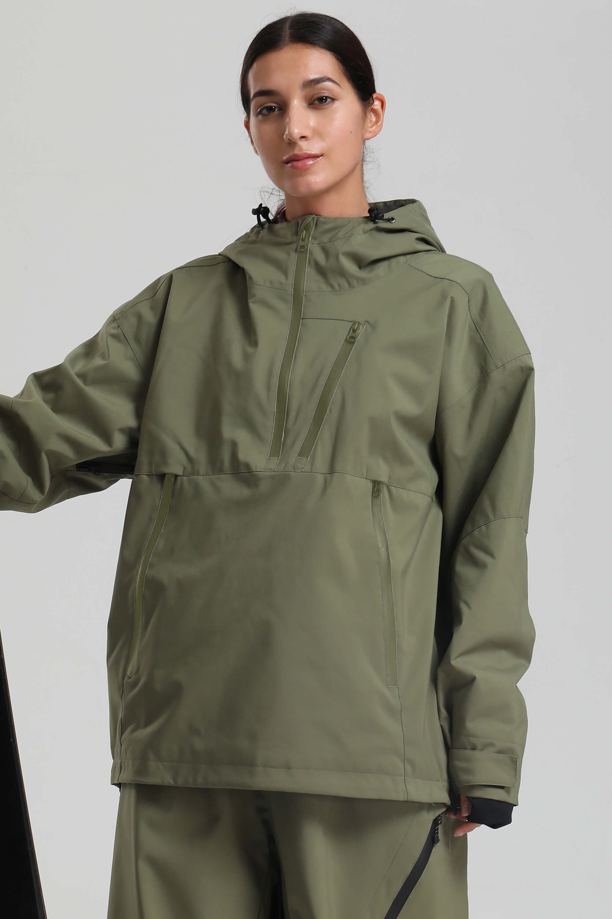 Women's Black Side-Zip Vent Fully Sealed Insulated Snow Anorak