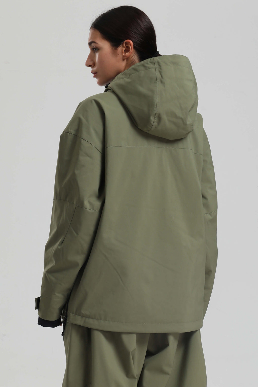Women's Army Green Side-Zip Vent Fully Sealed Insulated Snow Anorak