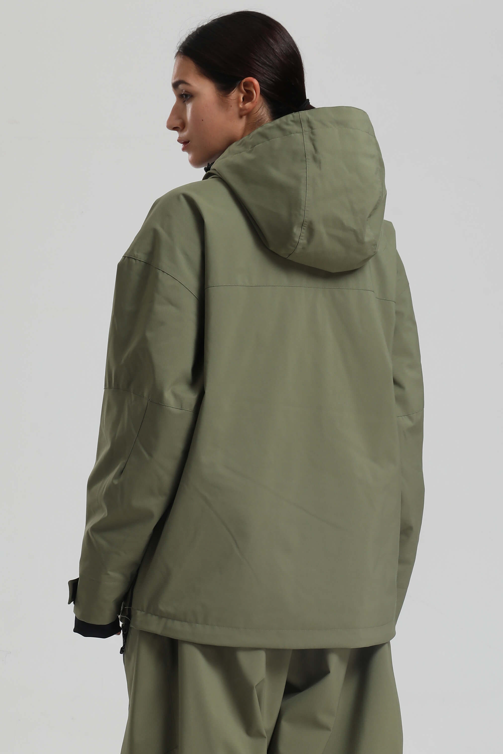 Women's Army Green Side-Zip Vent Fully Sealed Insulated Snow Anorak