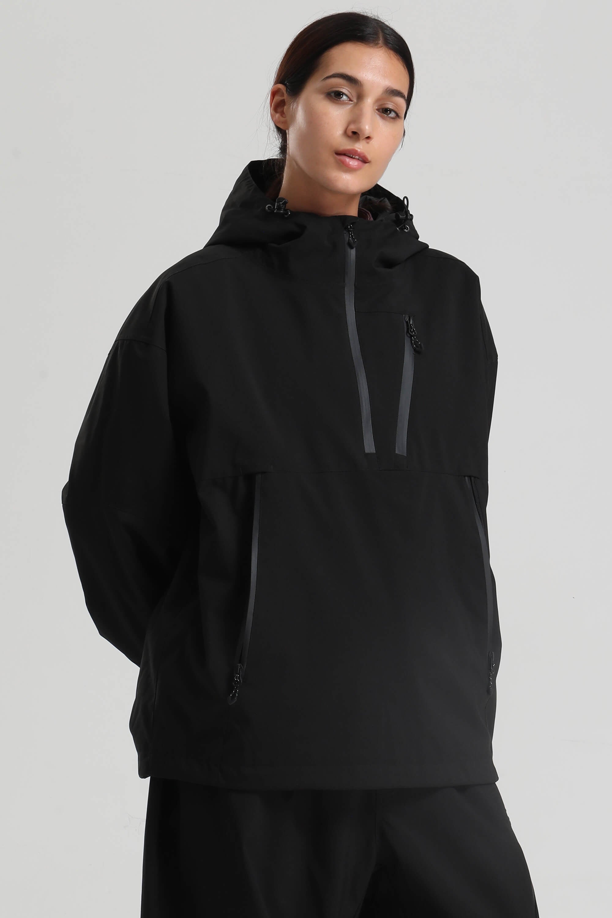 Women's Black Side-Zip Vent Fully Sealed Insulated Snow Anorak