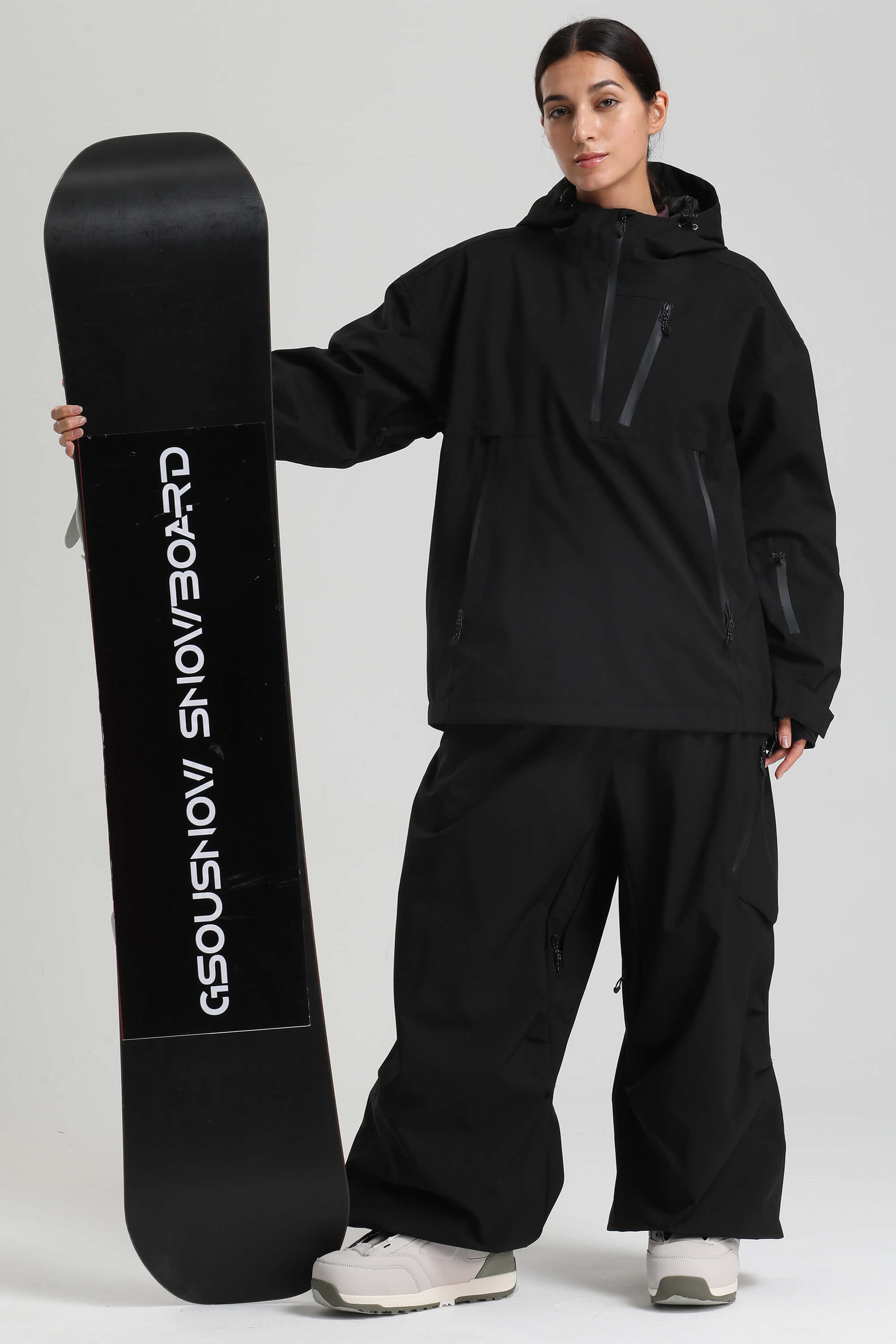 Women's Black Side-Zip Vent Fully Sealed Insulated Snow Anorak
