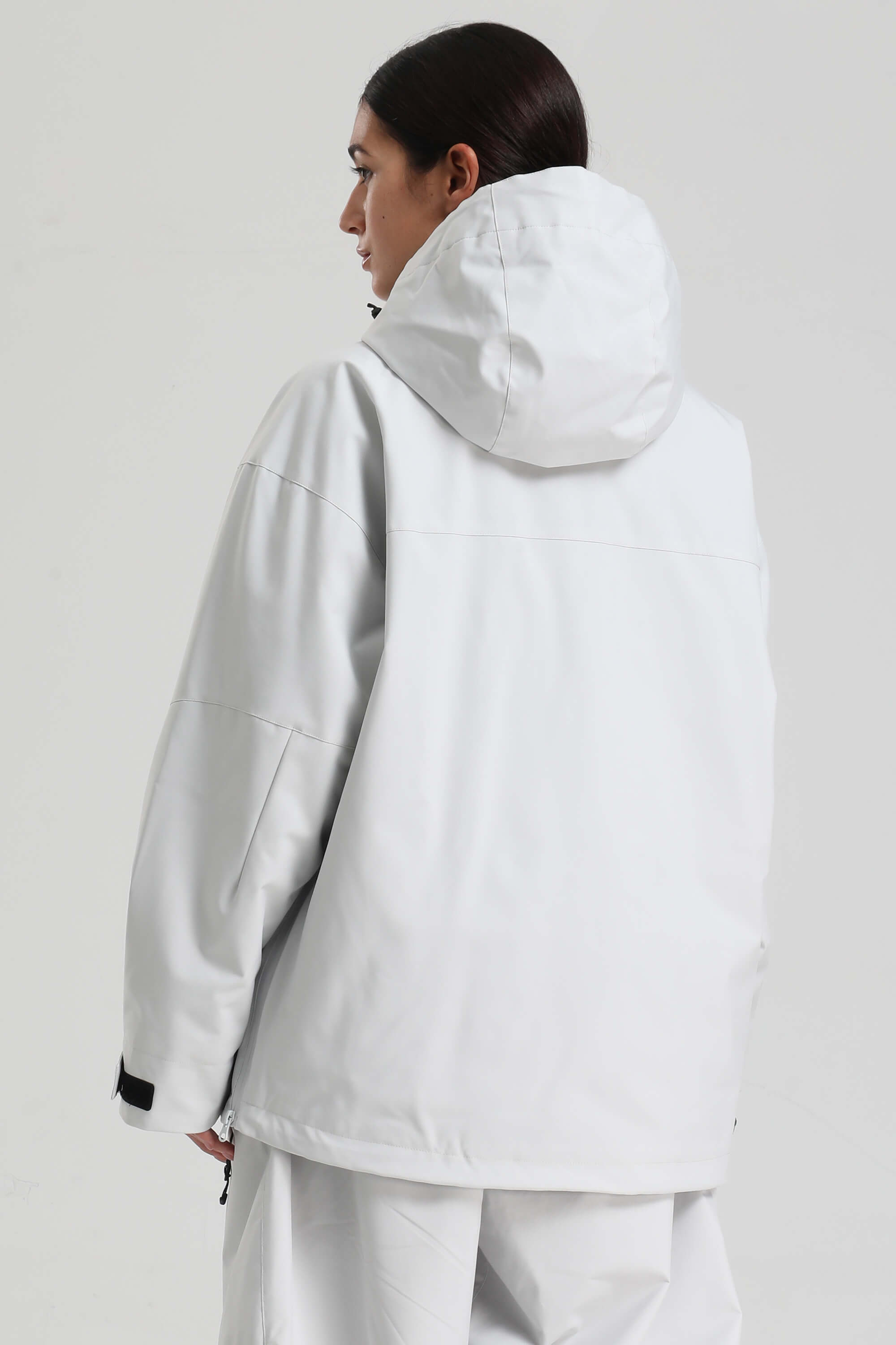 Women's Light Gray Side-Zip Vent Fully Sealed Insulated Snow Anorak