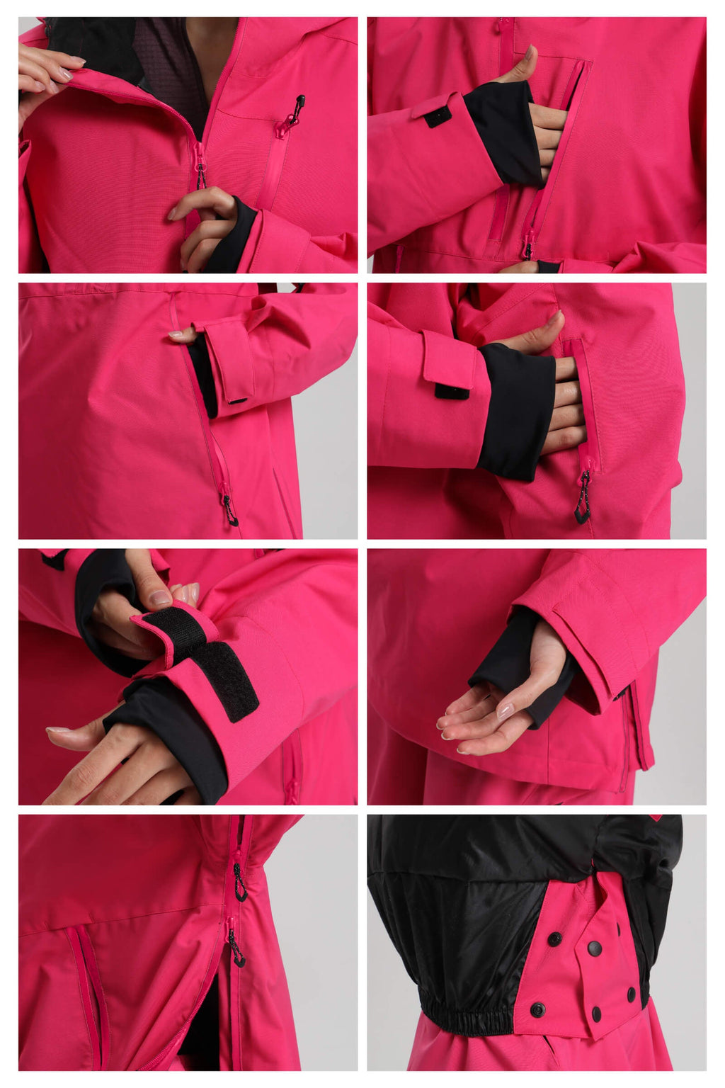 Women's Black Side-Zip Vent Fully Sealed Insulated Snow Anorak